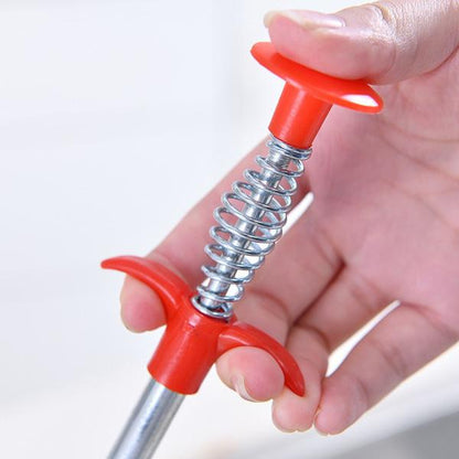Wukusy 9127 metal wire hand brush with hook for kitchen sink cleaning and sewer dredging, 155 cm long metal wire brush tool