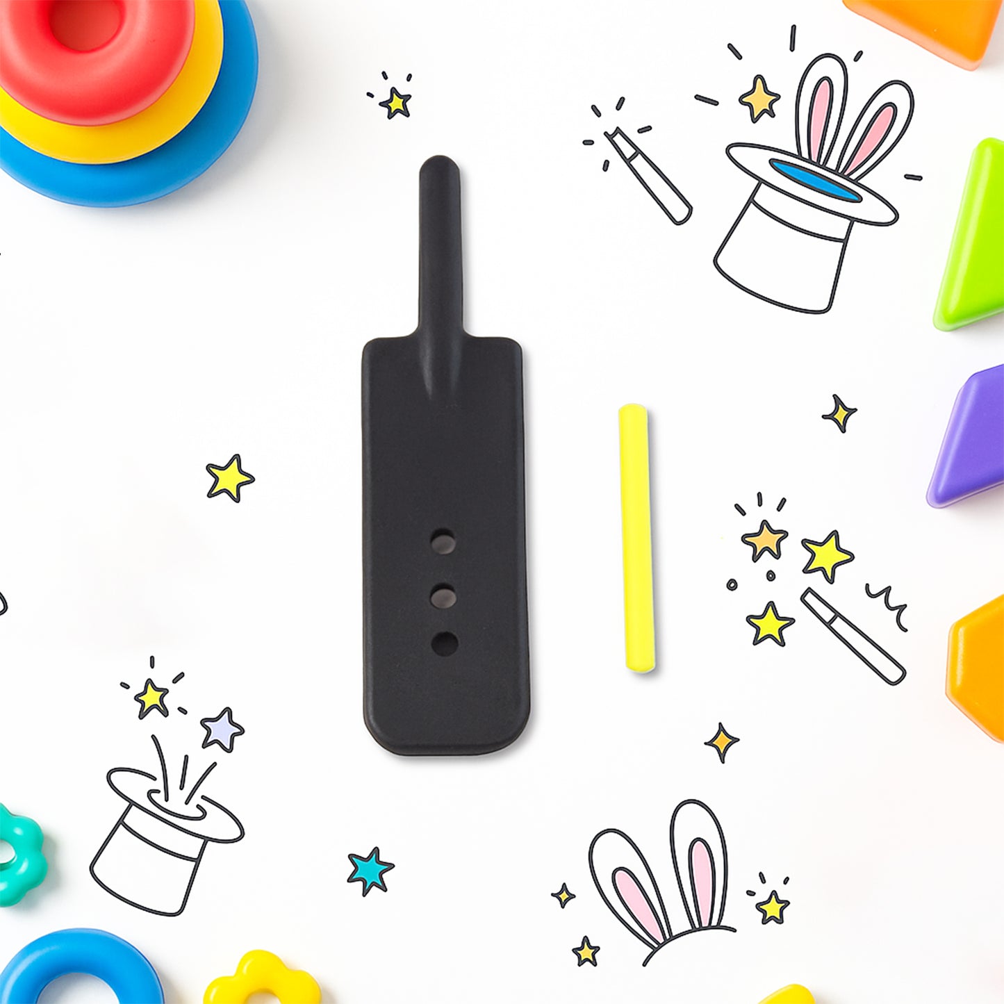 Wukusy Magic Bat Toy for kids, fun trick bat with stick, colorful plastic toy designed for entertainment and play.