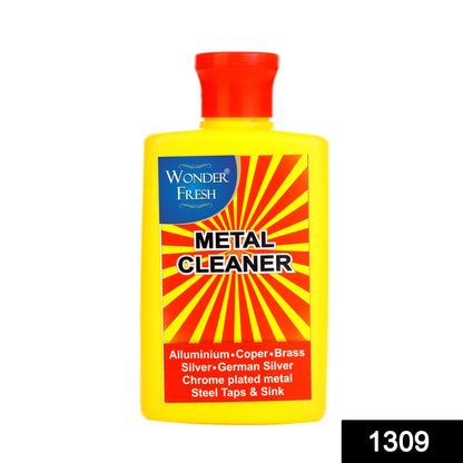 Wukusy 1309 All Metal Cleaner for polisher and protectant, showcasing a shiny metal surface being cleaned and polished.