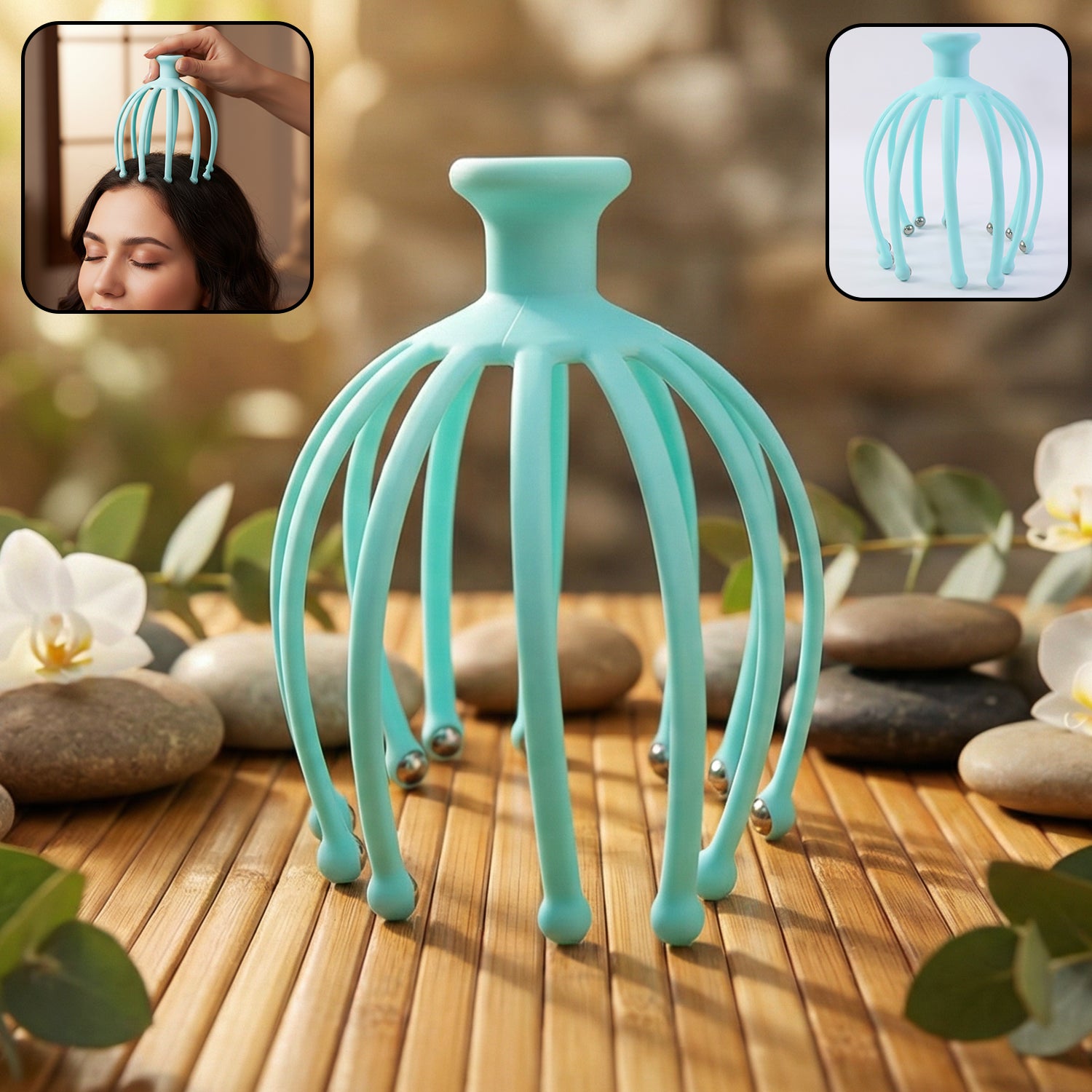 Wukusy manual scalp massager for stress relief, featuring soft massage nodes and ergonomic handle for relaxing scalp stimulation.