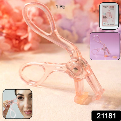 Wukusy premium transparent plastic eyelash curler with metal curling mechanism, designed to lift and curl natural eyelashes.
