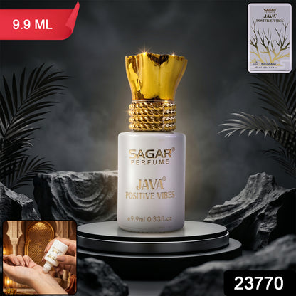 Wukusy Sagar Java Positive Vibes roll-on attar perfume oil for men and women, 9.9ml, alcohol-free, with vibrant packaging and aroma