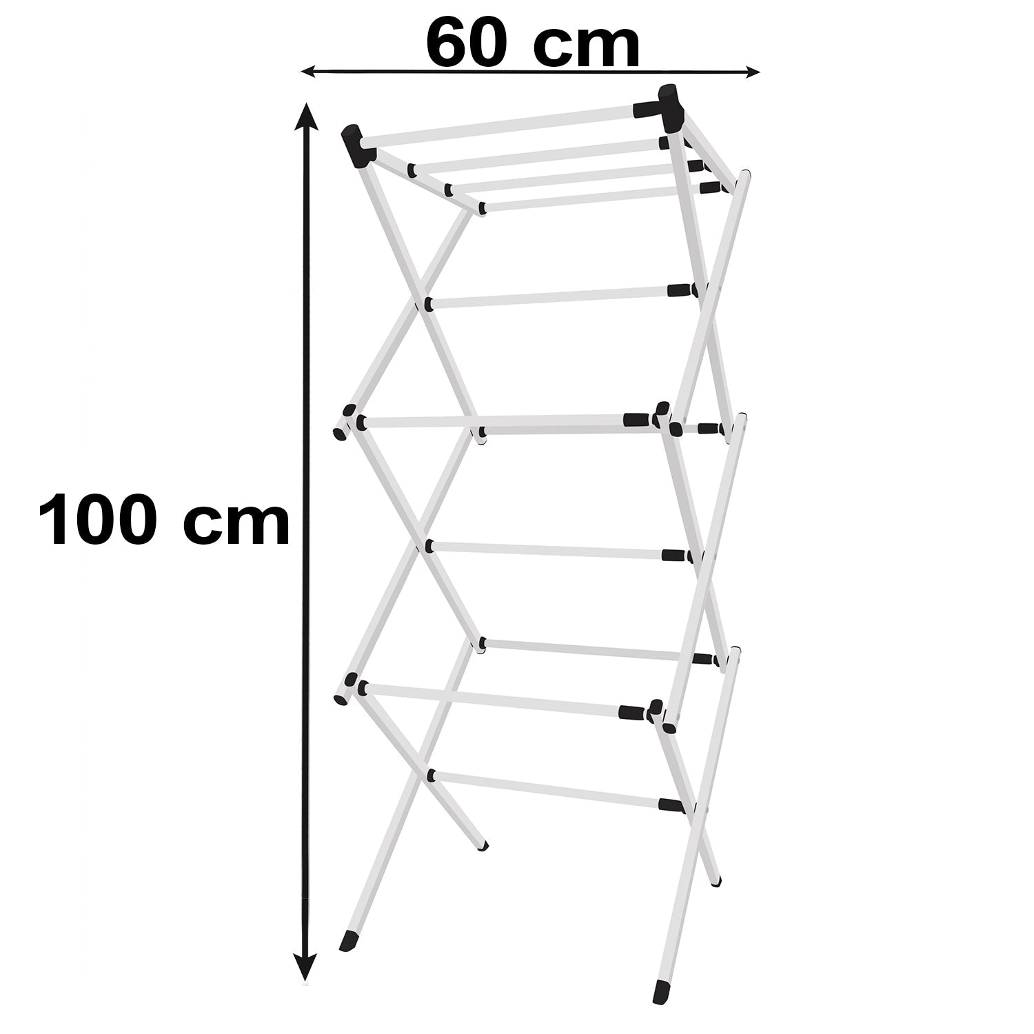 Wukusy metal foldable 3-tier laundry drying rack with multiple clothes bars, portable and space-saving for laundry drying.