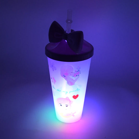 Wukusy unicorn LED water bottle tumbler with straw and lid, glitter design, toy, suitable for kids and adults, ideal for school and gifts.