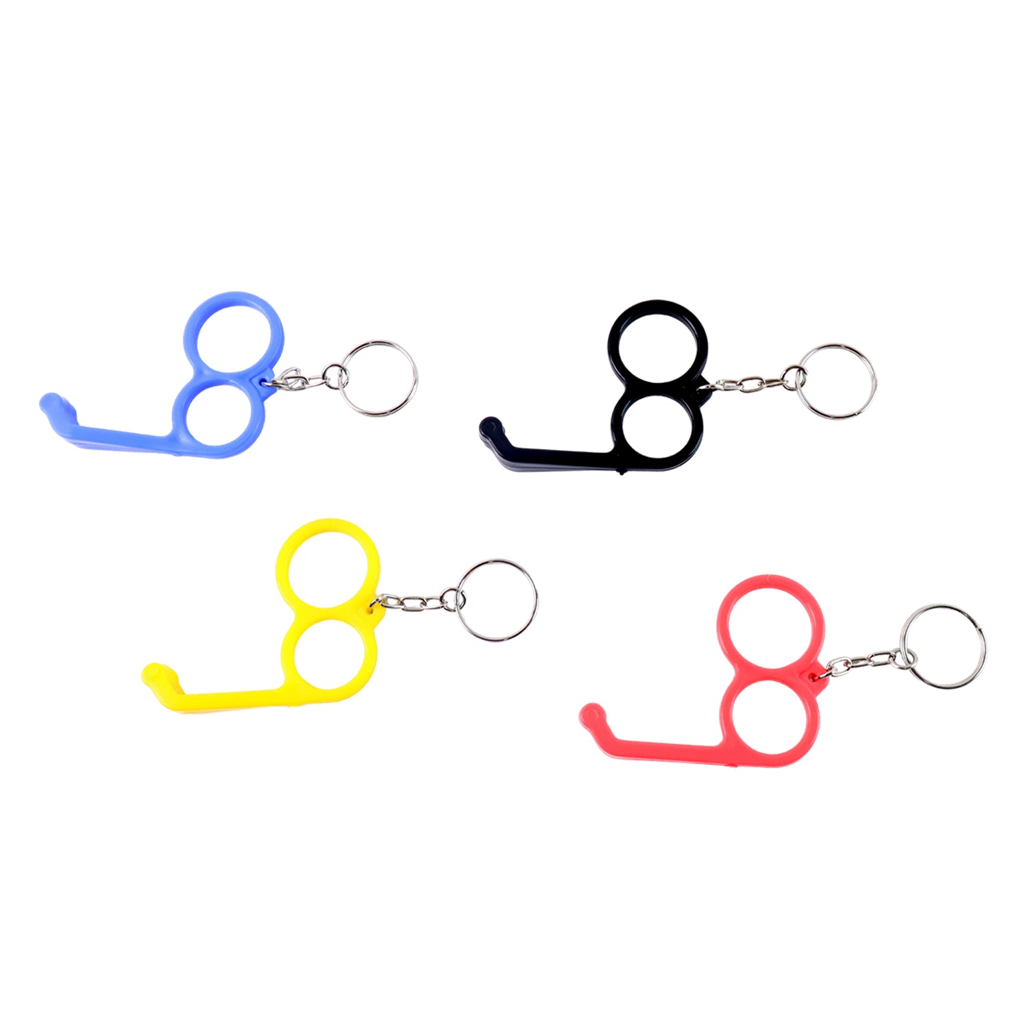 Wukusy 2-in-1 plastic dual-finger mobile stand and keyring in mixed colors, portable mobile accessories for convenience and style