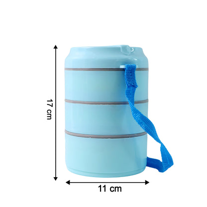 Wukusy 3-layer insulated lunch box set with handle and strap, ideal for home and kitchen use, featuring multiple compartments for food storage.