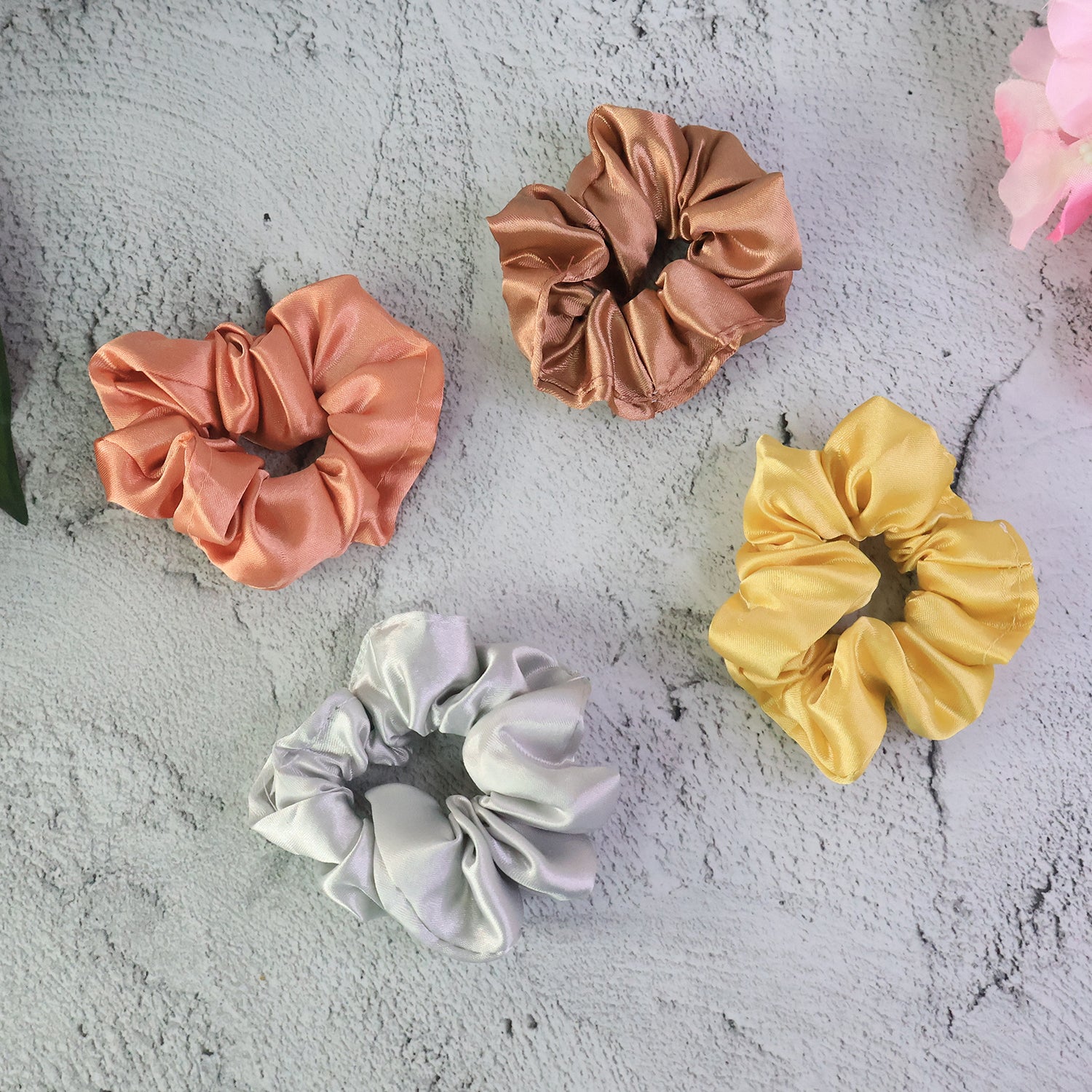 Set of 12 Wukusy satin hair scrunchies and elastic hair ties for women and girls, soft and shiny for gentle hair styling.