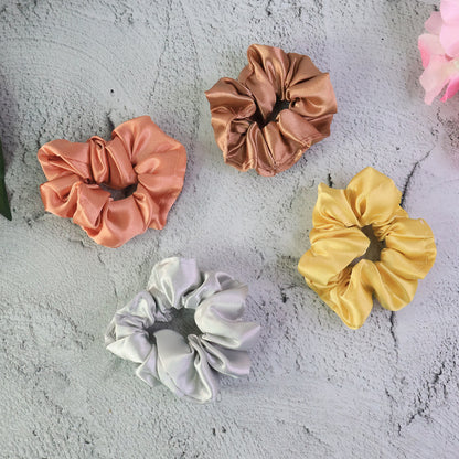 Set of 12 Wukusy satin hair scrunchies and elastic hair ties for women and girls, soft and shiny for gentle hair styling.