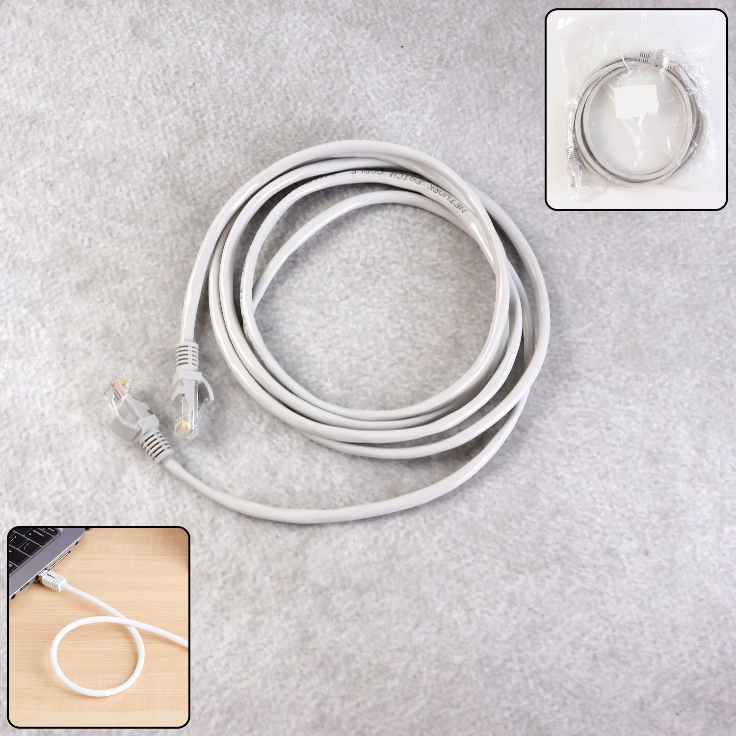 Wukusy high-speed LAN Ethernet cable, 2 meters long, suitable for office use, with connectors visible at both ends.