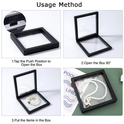 Clear jewelry display box with lid, 11x11 cm, Wukusy brand, ideal for organizing and showcasing jewelry at home.