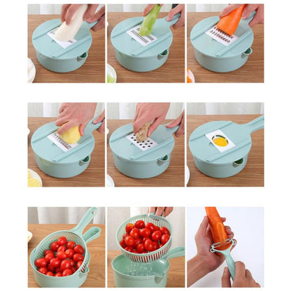 Wukusy multi-functional kitchen vegetable slicer set with various blades for slicing, julienning, and grating vegetables.