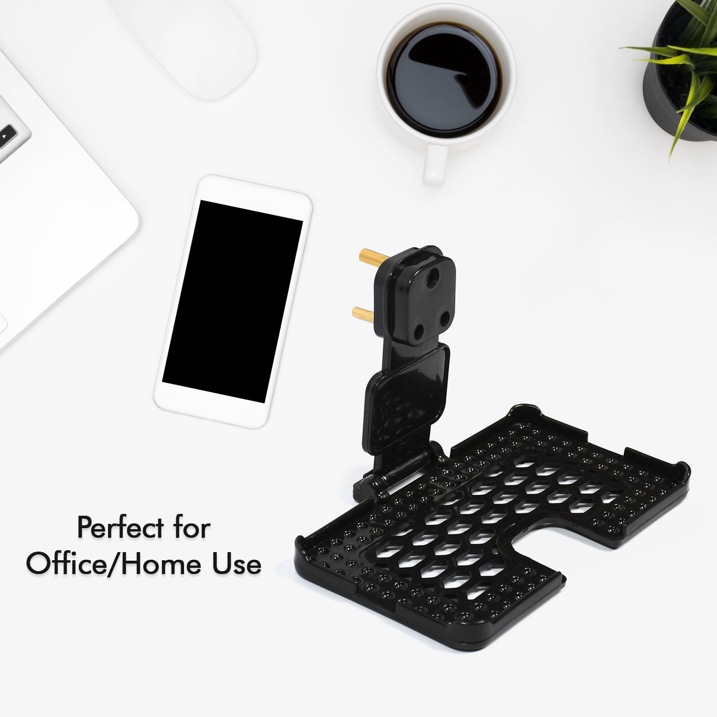Black Wukusy multi-purpose wall holder stand for mobile charging, fits in socket and allows easy phone hanging and access.