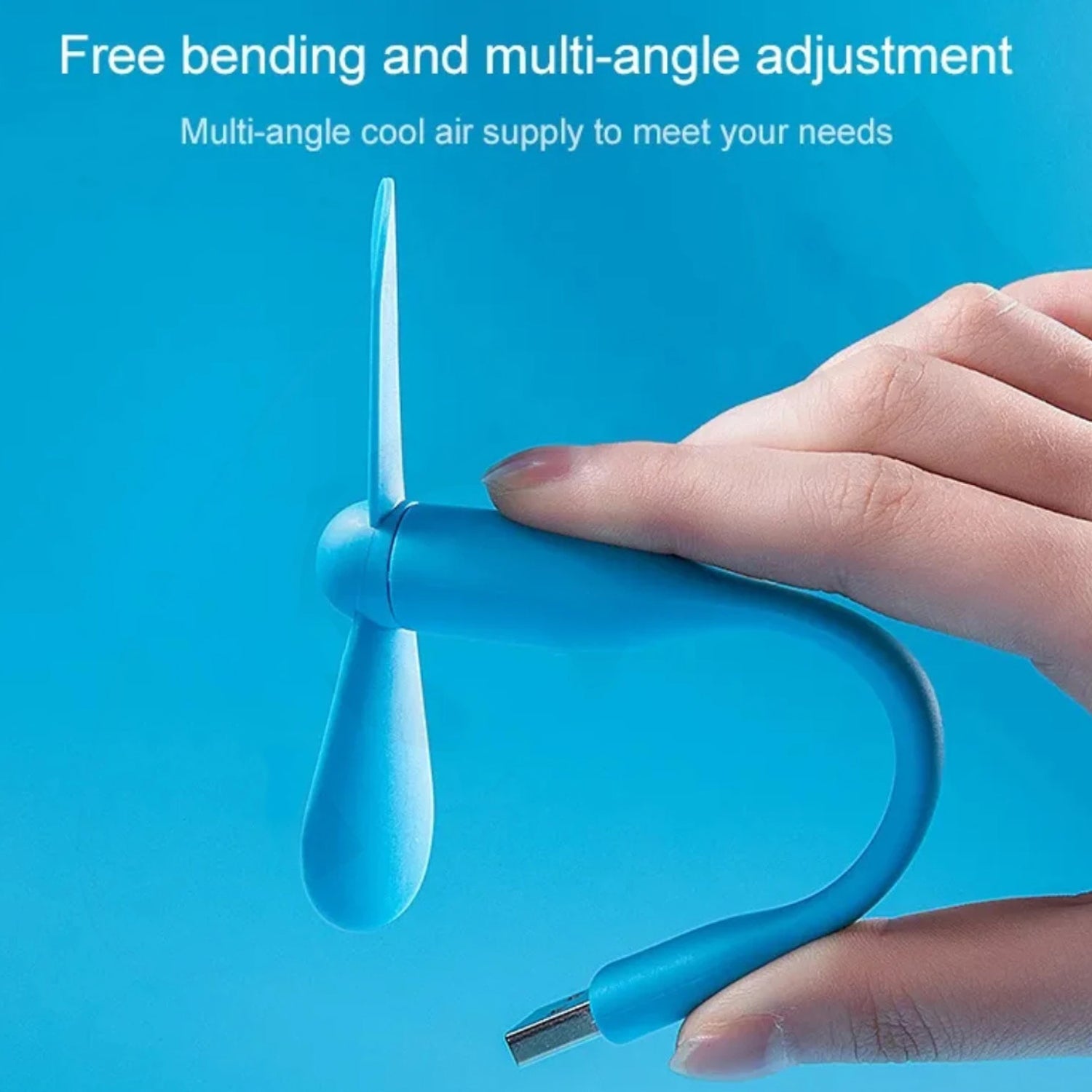 Wukusy portable USB mini flexible fan with adjustable head, compact design, and black body for personal cooling.