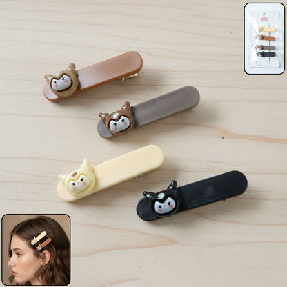 Set of four Wukusy cartoon animal face decorative hair clips featuring cute animal designs for kids and teens.
