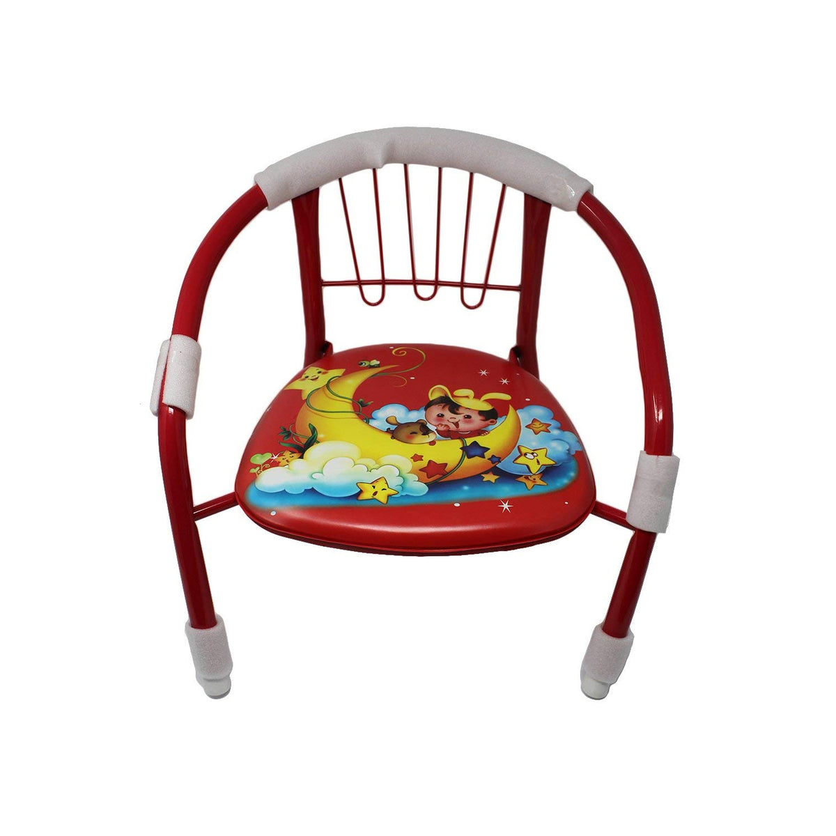 Colorful cartoon design baby chair by Wukusy with soft cushion and metal backrest frame, perfect for toddlers and kids.