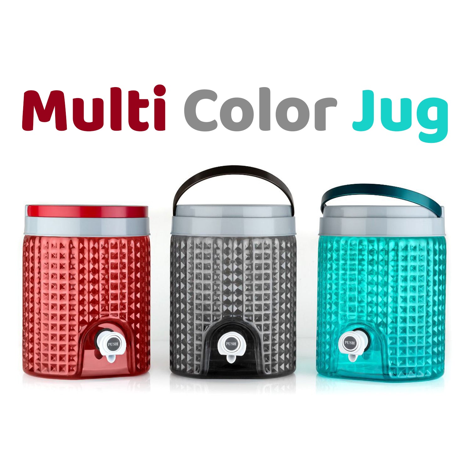 Wukusy 4500ml diamond cut plastic water jug for carrying water and beverages, clear design with a sturdy handle.