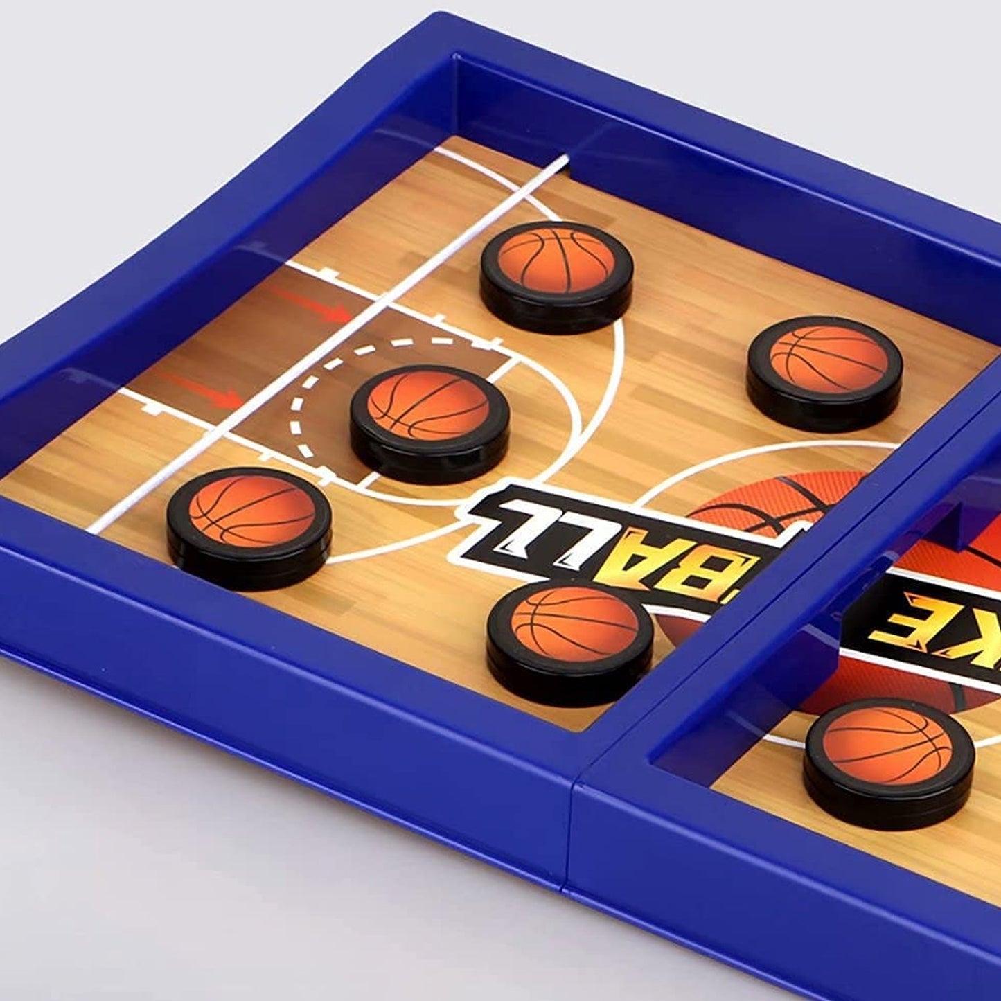 Wukusy Fast Sling Basketball Puck Game on desktop, tabletop ice hockey game for kids and adults, interactive parent-child toy.