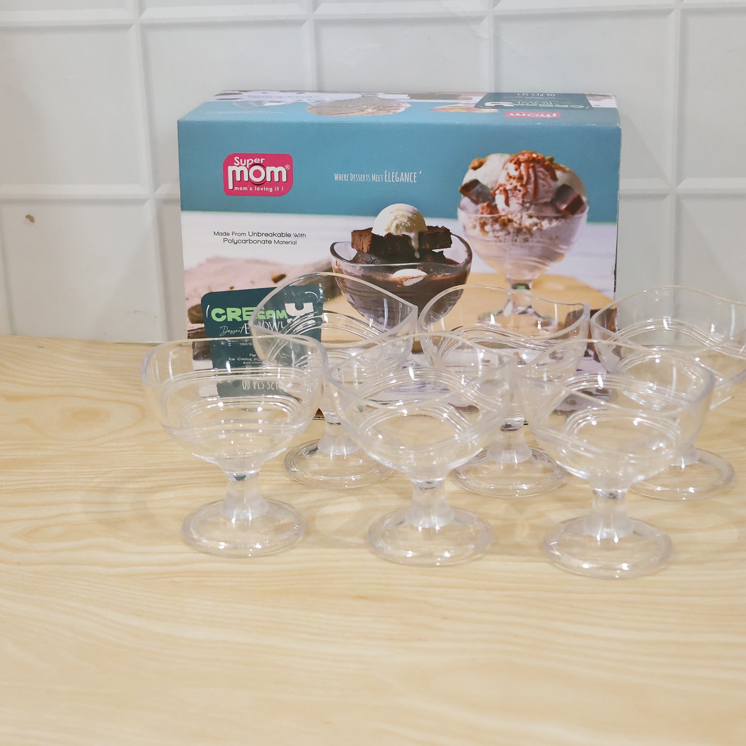 Set of six Wukusy Supermom Creamy Dessert Bowls with smooth, round ceramic design perfect for serving desserts.