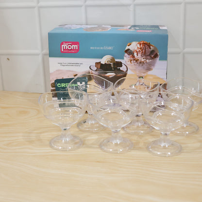 Set of six Wukusy Supermom Creamy Dessert Bowls with smooth, round ceramic design perfect for serving desserts.