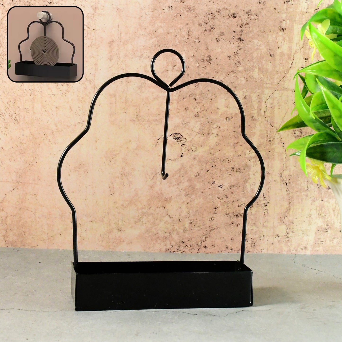 Wukusy mosquito coil holder stand, black metal design, for safe and convenient use of mosquito coils in health and beauty settings.