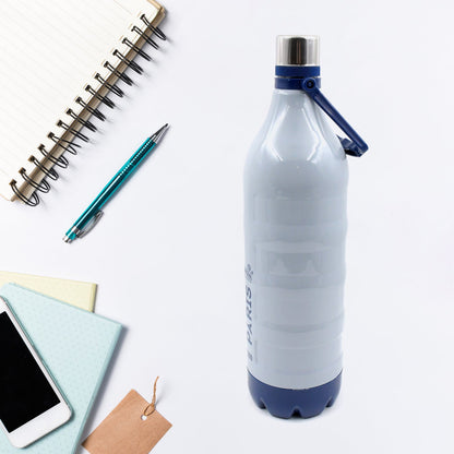 Wukusy plastic insulated water bottle with handle, BPA-free, leak-proof design, suitable for kids, school, gym, and sports.