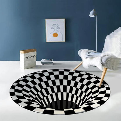Wukusy 3D space round carpet floor mat, non-woven doormat, 78 cm diameter, ideal for home entryways and décor.