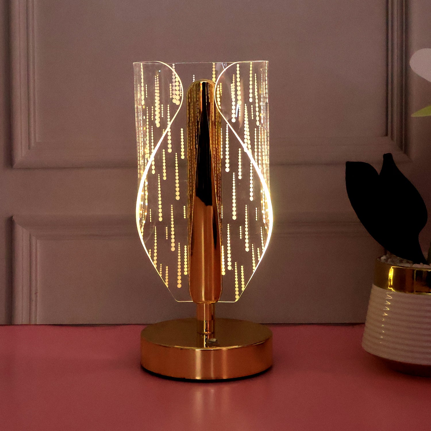 Modern crystal LED table lamp by Wukusy, stylish home decor with a sleek design and illuminated crystal accents.