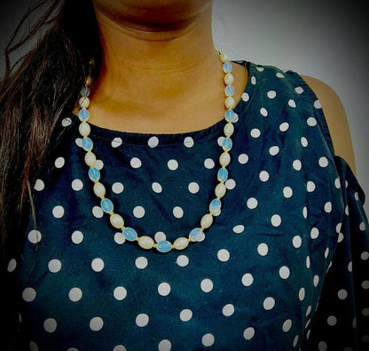 Drpshippr PD Enterprise MALA Pearl Gold Plated Necklace with delicate pearl design and gold finish, showcasing elegant jewelry style.