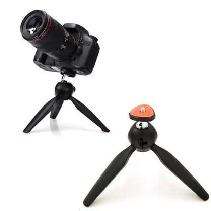 Ekom universal mini tripod gimbal for smartphones and cameras, compact, lightweight, and adjustable for stable shots.