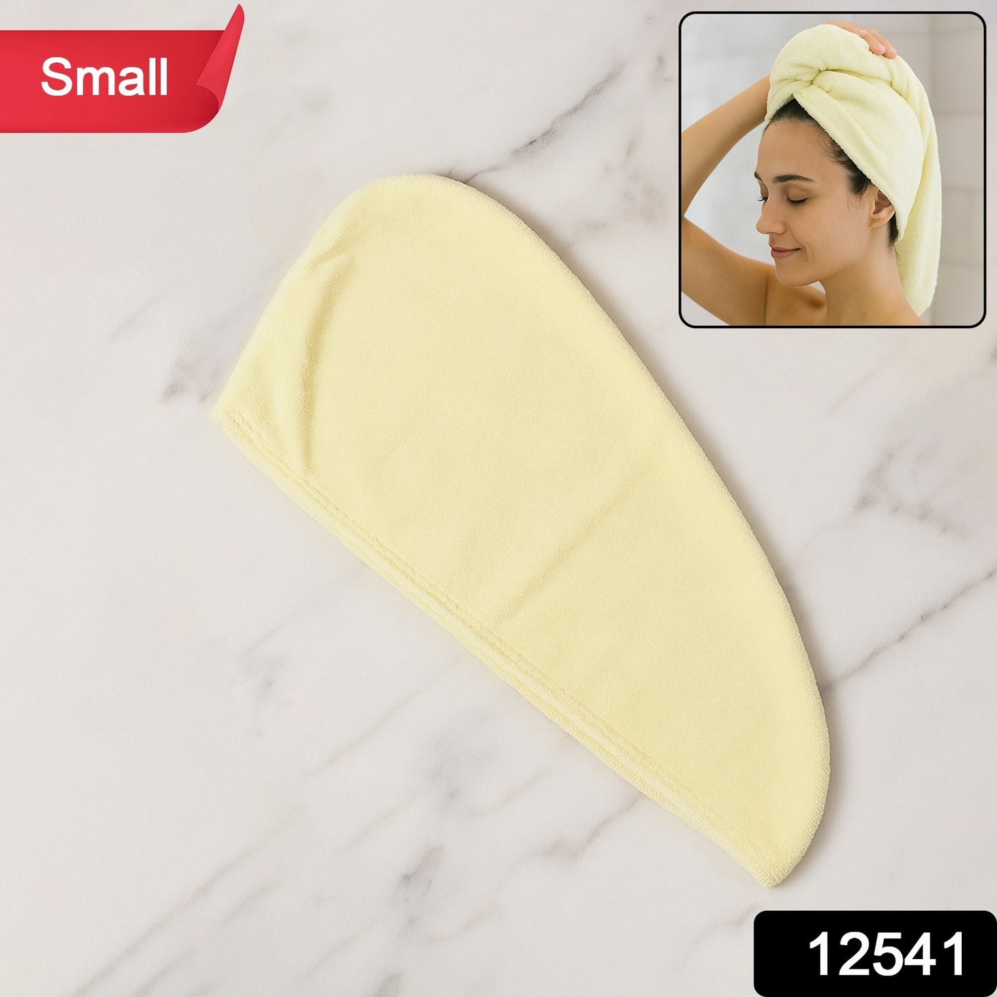 Wukusy hair drying towel wrap cap for women, small size, made of soft, absorbent fabric for quick hair drying.