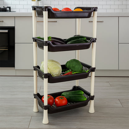 Wukusy Apex 4-layer small plastic storage rack for home and kitchen organization, with multiple compartments for versatile use.