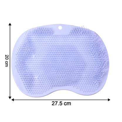 Green silicone bath massage cushion with suction cups and exfoliating foot scrubber mat by Wukusy for relaxing foot care.
