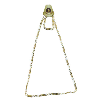 Gold-tone designer chain necklace by Wukusy featuring a sleek, elegant link design on a plain background.