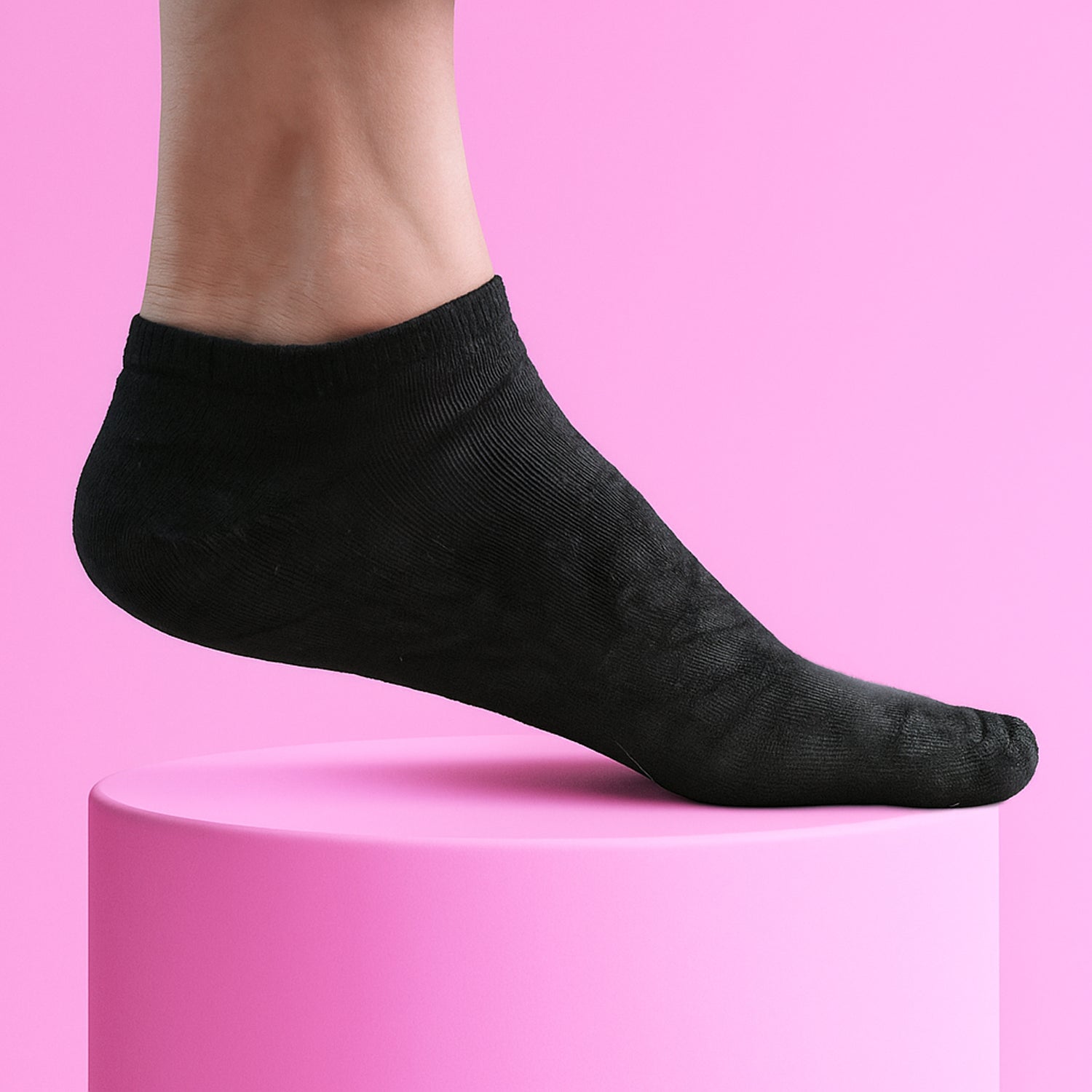 Pair of Wukusy no-show liner socks with anti-slip heel grip, designed for comfort and staying in place inside shoes.