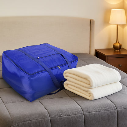Wukusy blanket storage bag in beige, 60x47x33 cm, with zipper closure and handles for organizing and storing blankets.