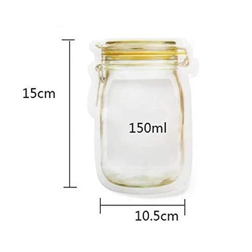 Wukusy 150ml reusable airtight plastic Mason jar with zipper seal, ideal for food storage in home and kitchen use.