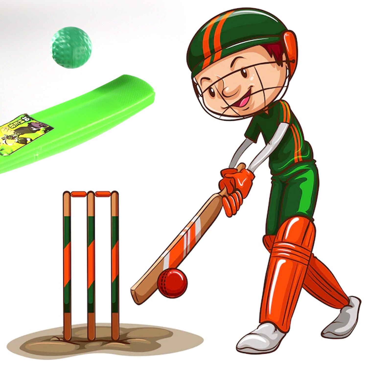Wukusy 8022a plastic cricket bat and ball toy for kids, colorful and lightweight, suitable for outdoor play and fun cricket games