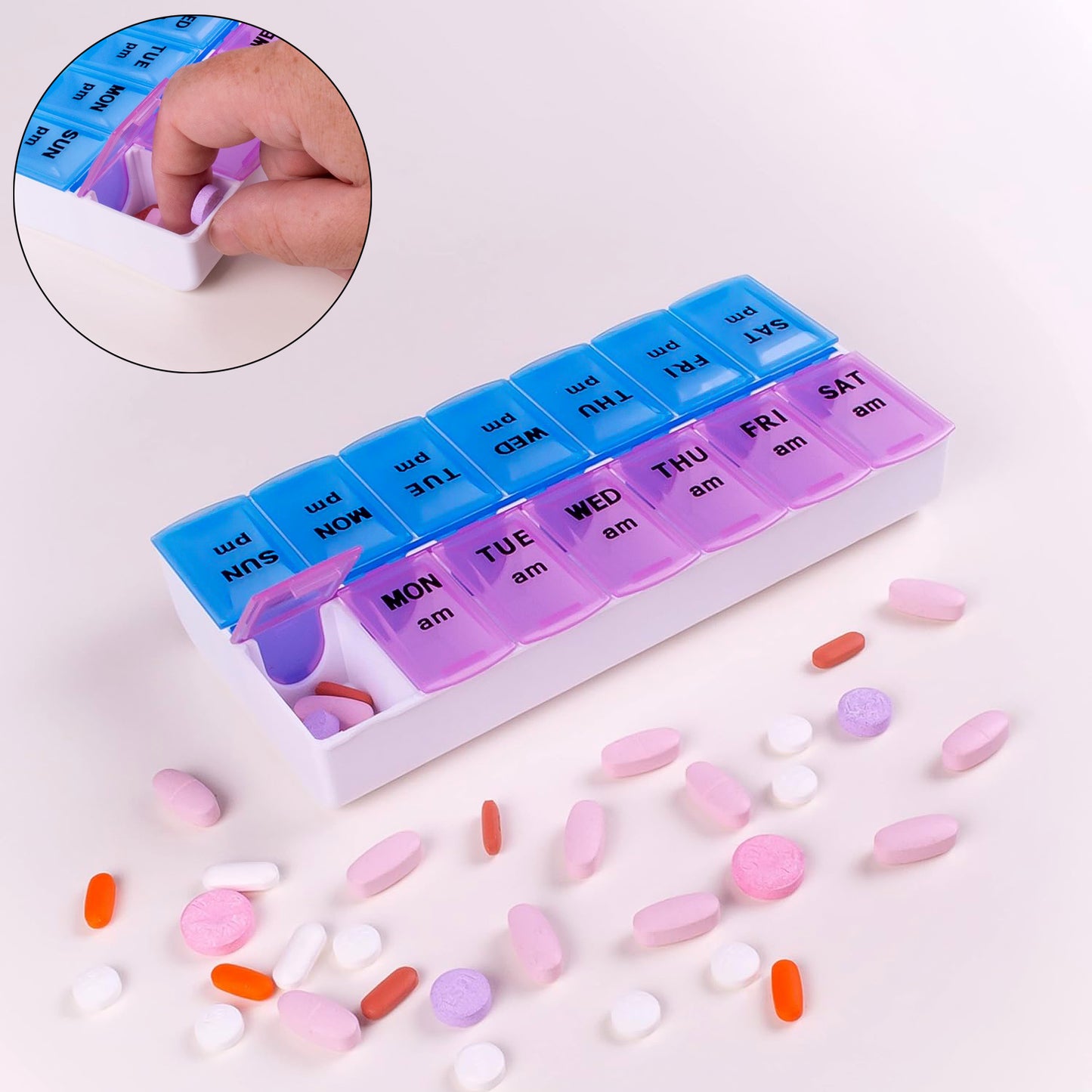 Wukusy weekly medicine pill organizer with seven compartments for daily medication storage in health and beauty category