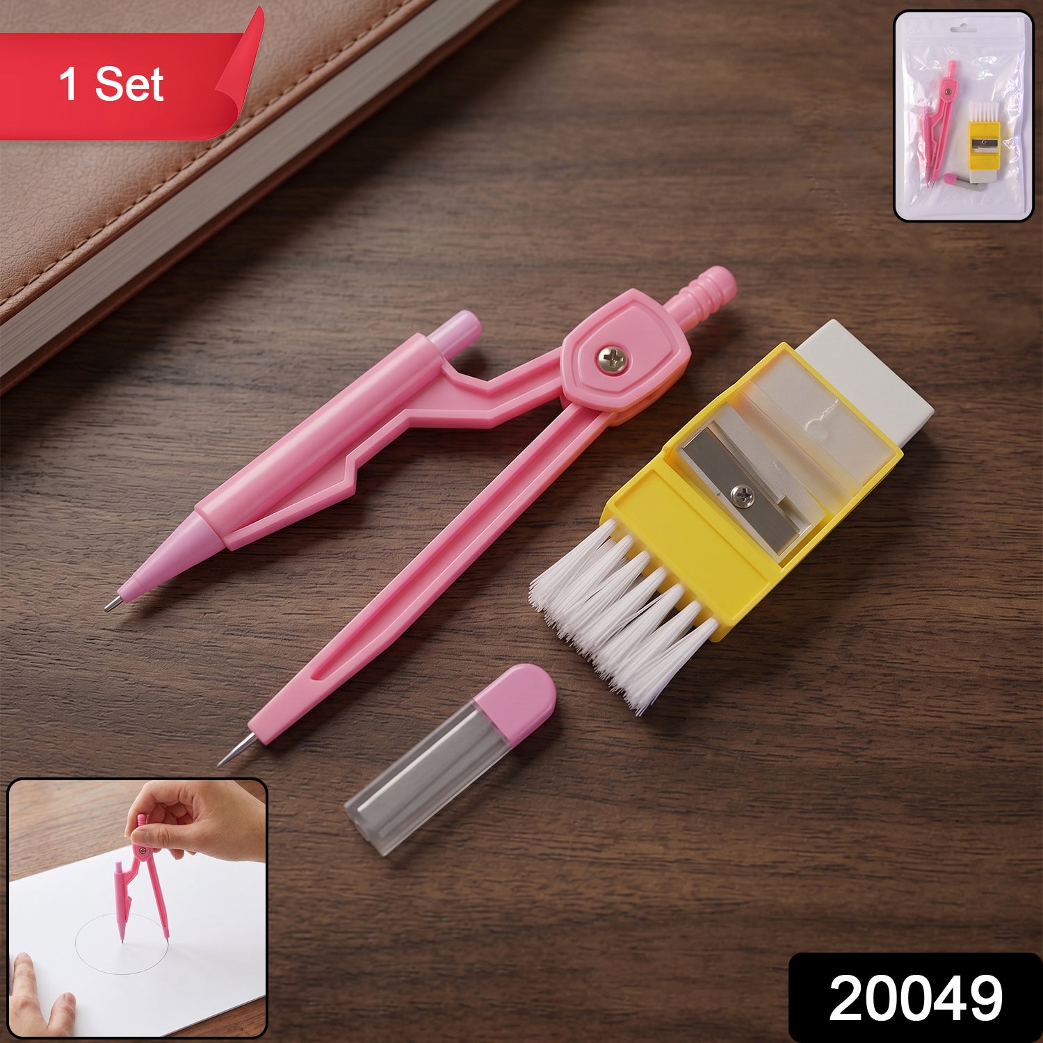 Kids mini stationery set by Wukusy with colorful pens, pencils, and small office supplies arranged on a desk.