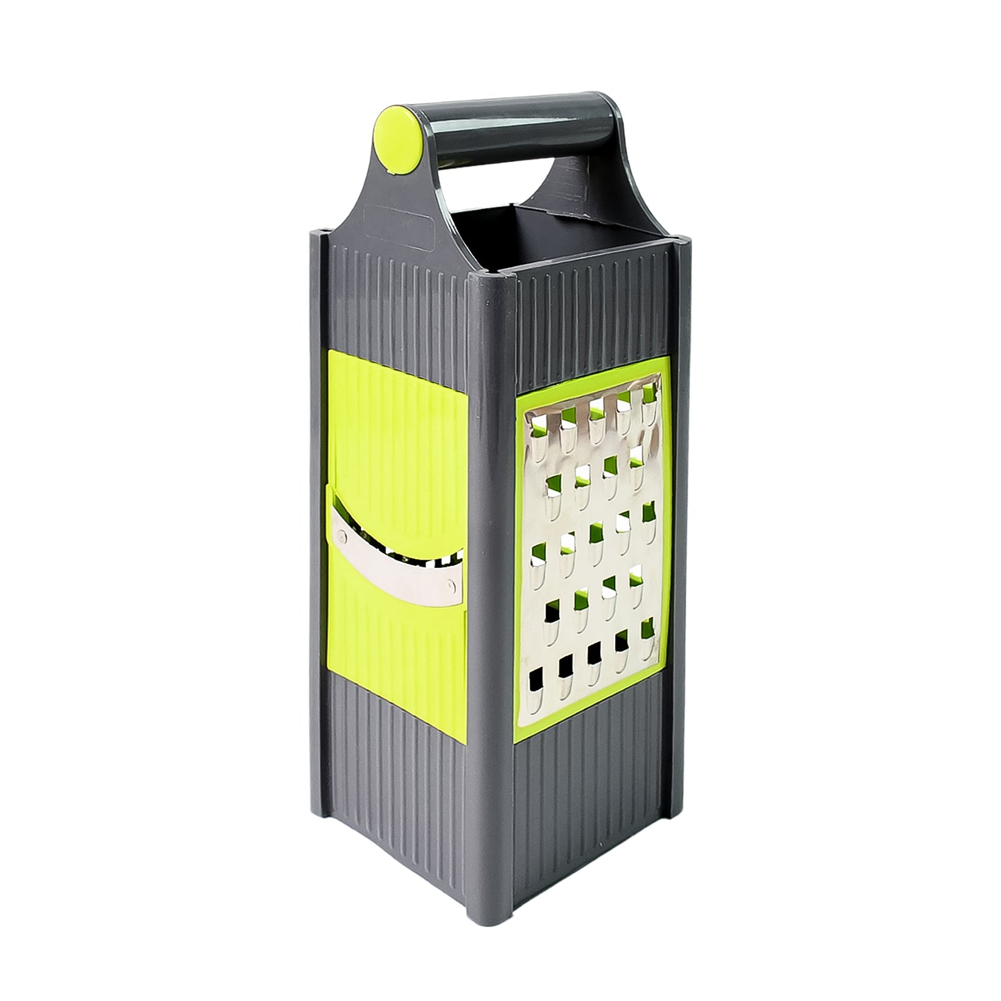 Wukusy 4-in-1 vegetable and fruit slicer grater kitchen tool with steel and plastic components for versatile food prep.