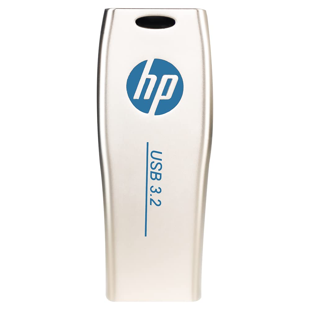 FIZZI SHOP HP USB 3.2 Light Golden 64GB flash drive with gold-colored pen drive design on white background.