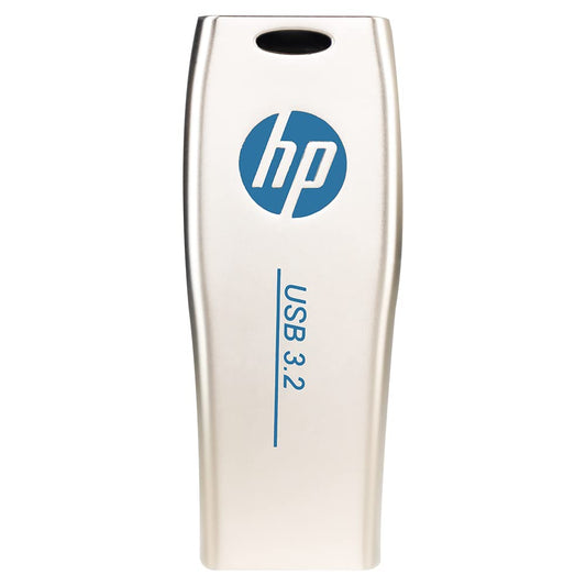 Gold HP USB 3.2 Light Golden Flash Drive X779w 128GB Pendrive with sleek design and compact size for data storage.