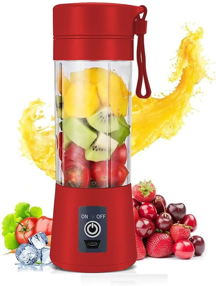 Drpshippr portable electric rechargeable juicer with 6 blades for blending fruits and vegetables in a compact home kitchen device.