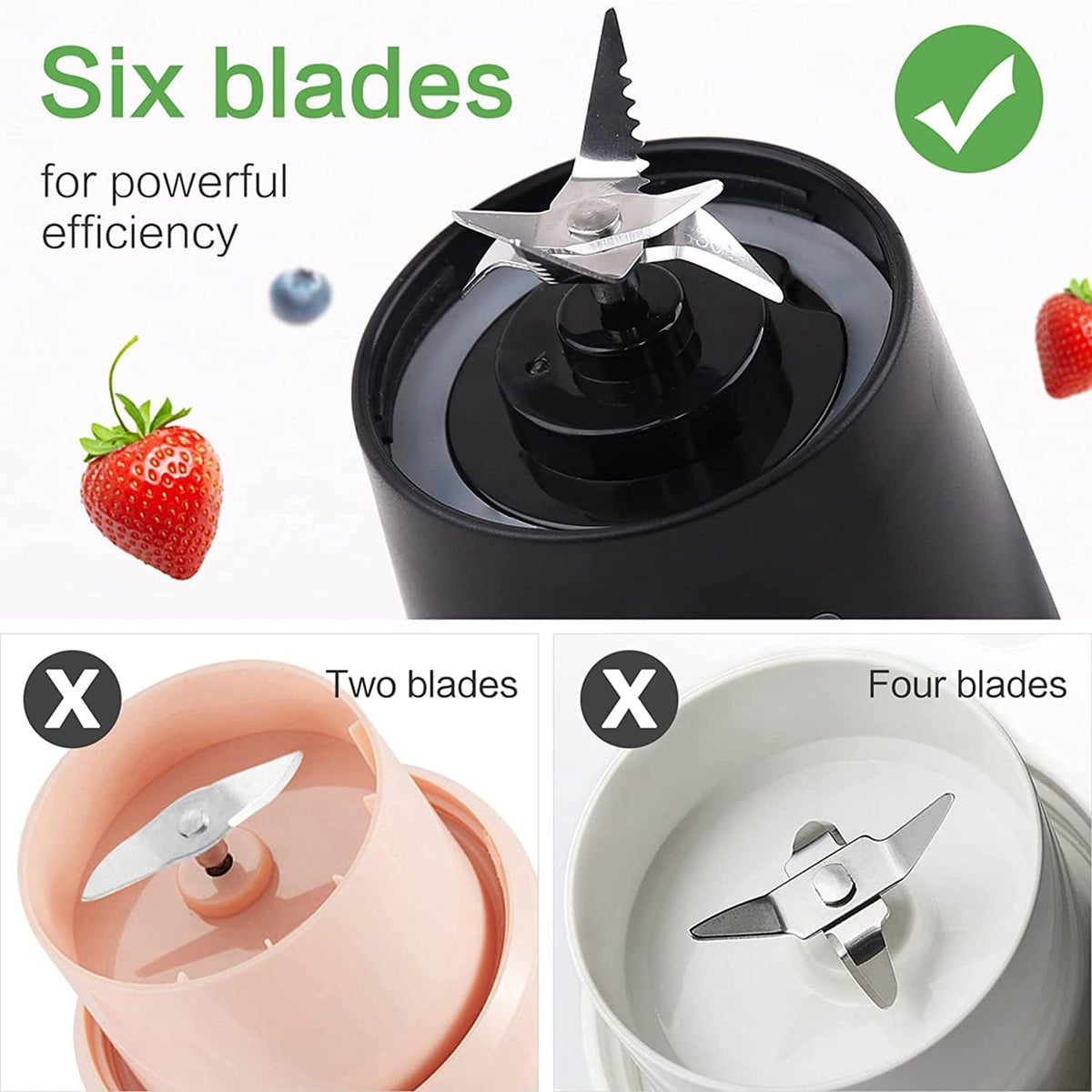 Portable electric rechargeable juicer with 6 blades from Drpshippr, designed for fresh fruits and vegetables in home and kitchen use.