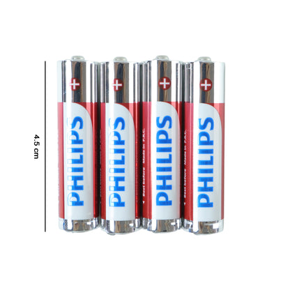 Wukusy AAA alkaline batteries 4-pack showing four fresh batteries with positive terminals visible