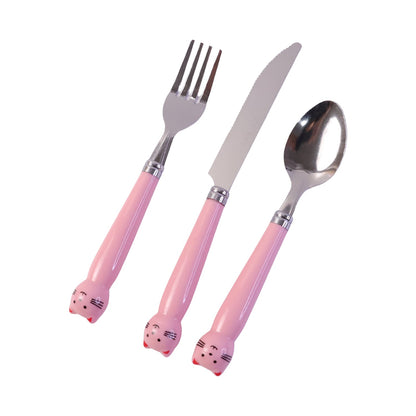 Kids Stainless Steel Cutlery Set 3 In 1 Fork Knife Spoon With Case (3 Pc Set)