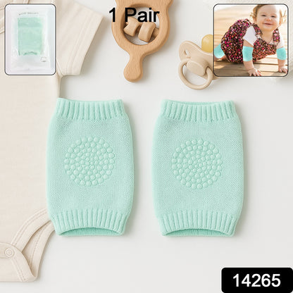 Mint green toddler wool knit leg warmer with knee guard, Wukusy baby care accessory, soft and cozy for little ones.