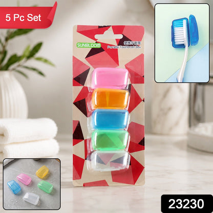 Set of five Wukusy toothbrush head cover caps, travel protective hygiene cases, designed to keep toothbrushes clean and covered.