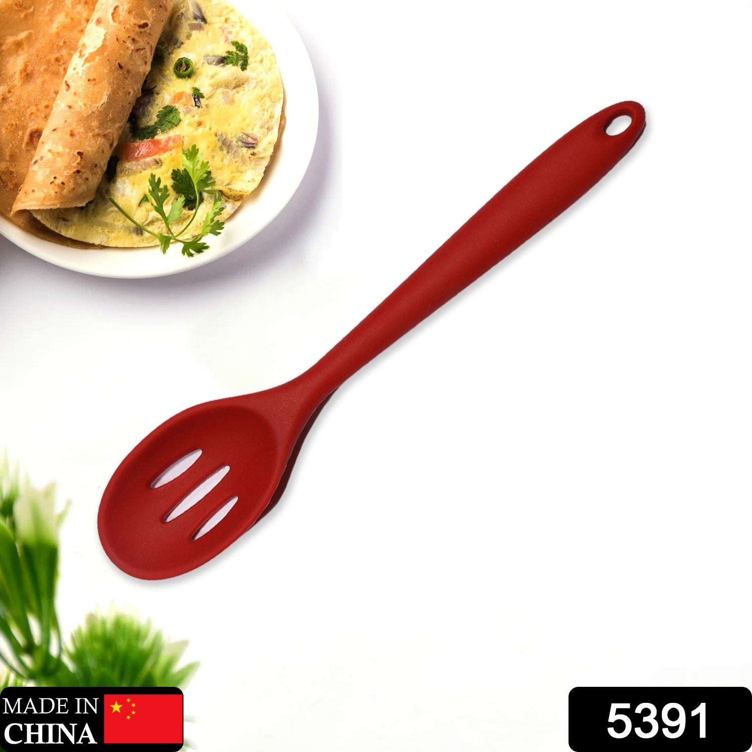 Wukusy 5391 silicone non-stick heat-resistant kitchen turner with ergonomic handle and flexible spatula design.