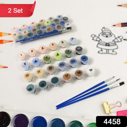 Wukusy Paint By Number Kits 2 set with 19 color numbers and 6 paint brushes, designed for office or creative projects.